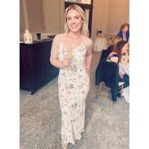 Reformation White Pink Floral Germain Maxi Dress $328